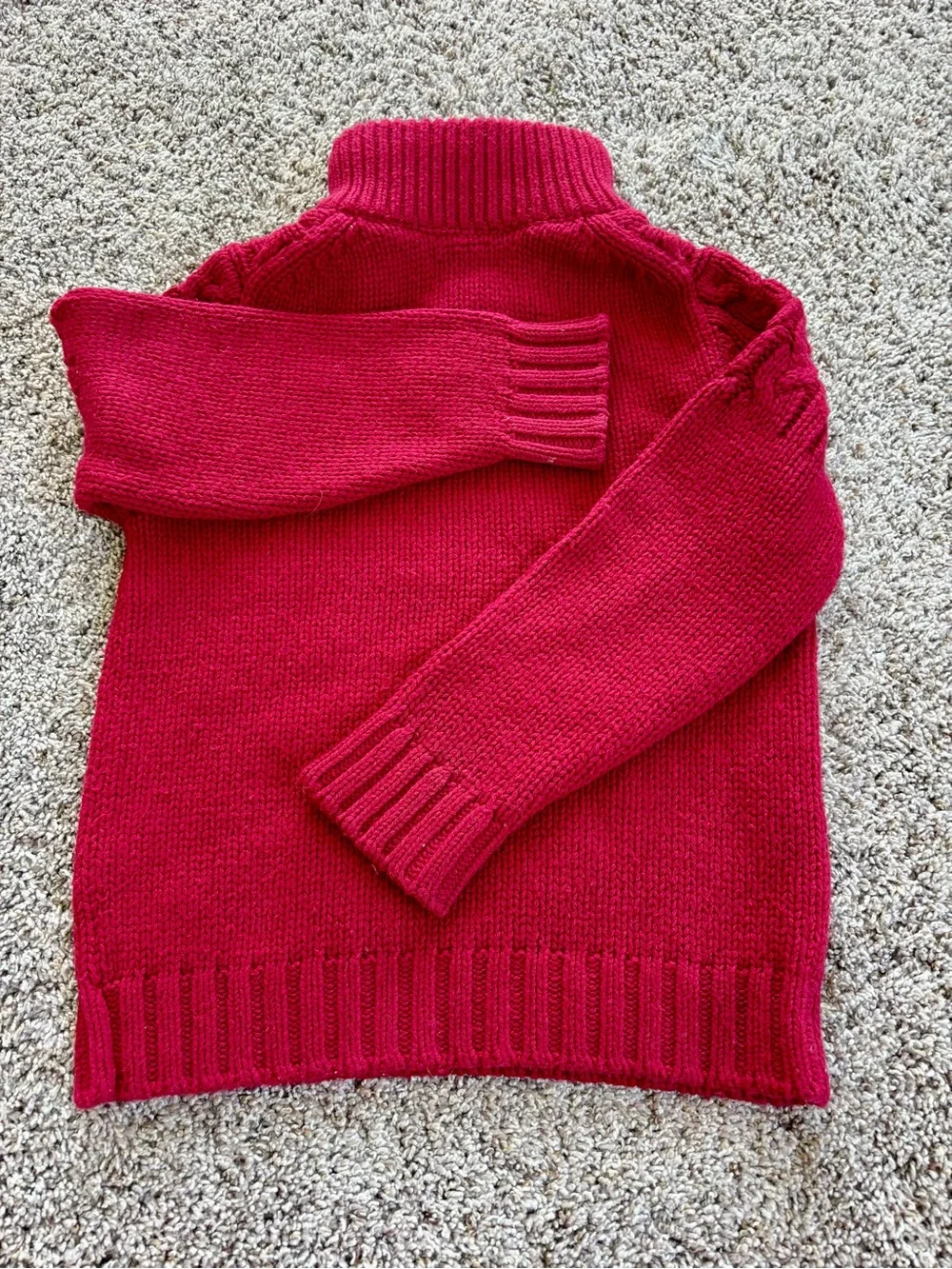 Boys gap Cozy Red Cable-Knit Sweater with Buttoned sherpa Neck and patched elbow